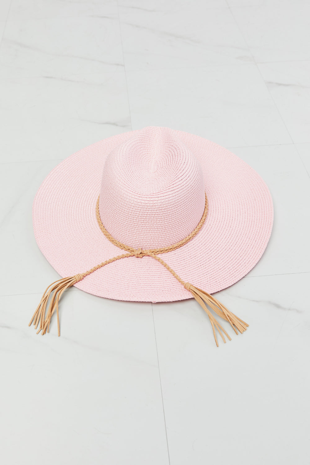 Tassel Party Straw Hat in Light Pink