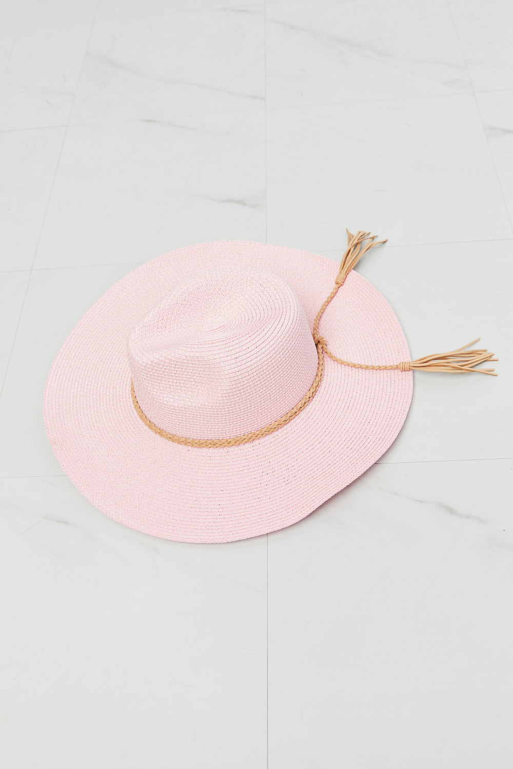 Tassel Party Straw Hat in Light Pink