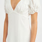 V NECK MAXI DRESS WITH PUFF SLEEVES