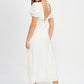 V NECK MAXI DRESS WITH PUFF SLEEVES