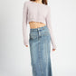 FLUTED DENIM MAXI SKIRT