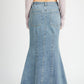 FLUTED DENIM MAXI SKIRT