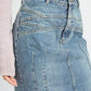 FLUTED DENIM MAXI SKIRT