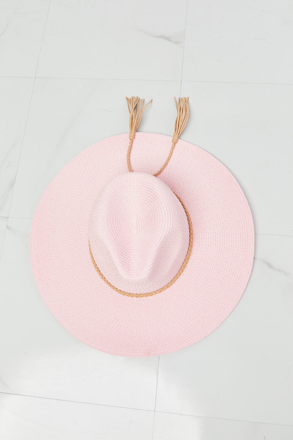 Tassel Party Straw Hat in Light Pink